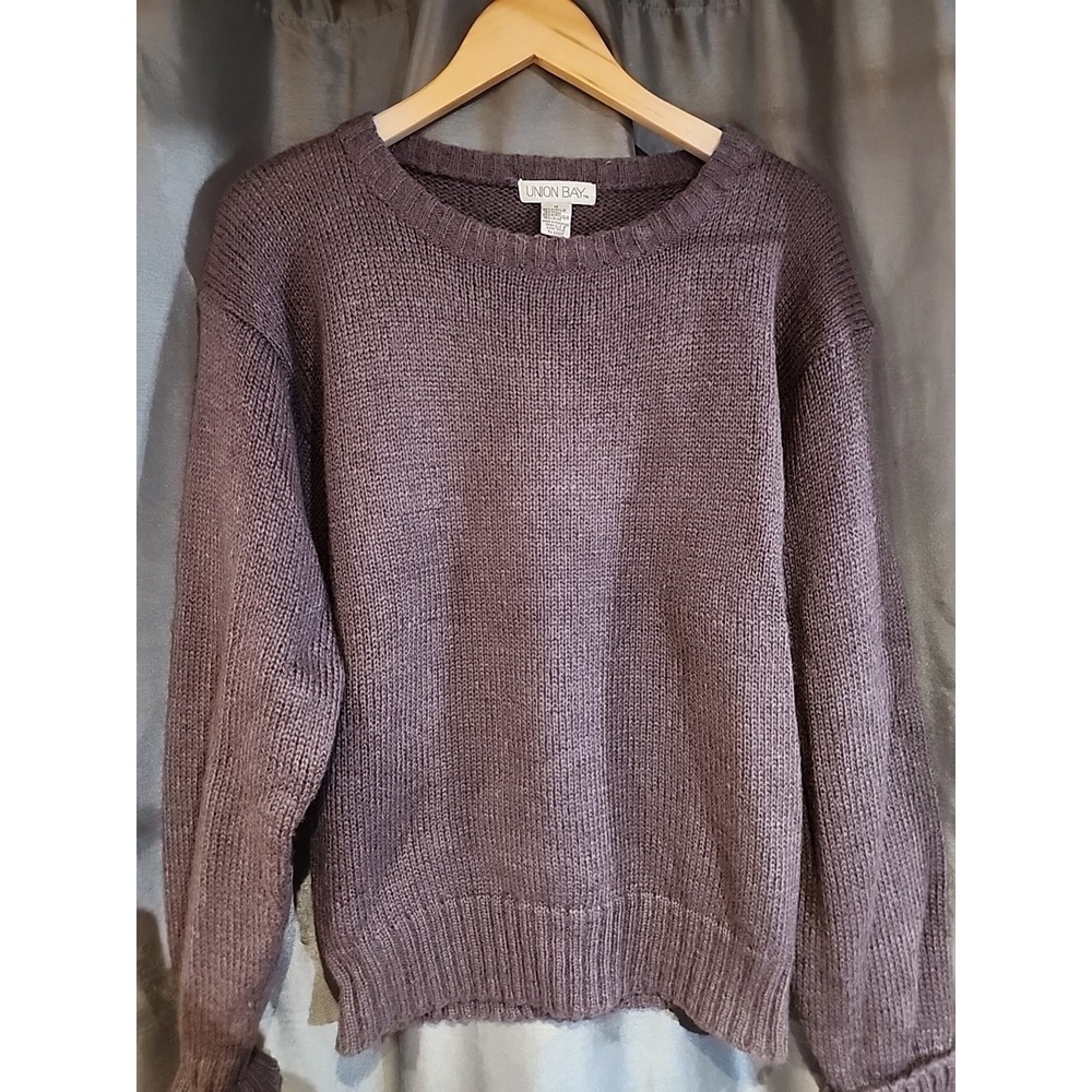 Union Bay Vintage Crewneck Wool Blend Sweater Gray Purple‎ UB-22 T-5166 Womens M